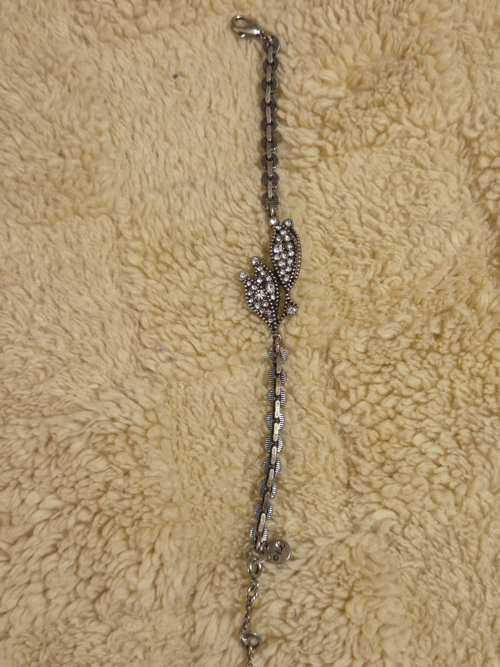 Rhinestone Silver Leaf Accent Bracelet - Women's Fashion Jewelry